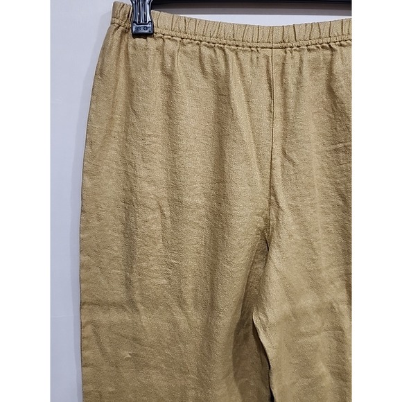 J. Jill Linen Pants‎ Womens Medium Khaki, 27 Inseam Wide Leg Boho Elastic Waist - Picture 13 of 16